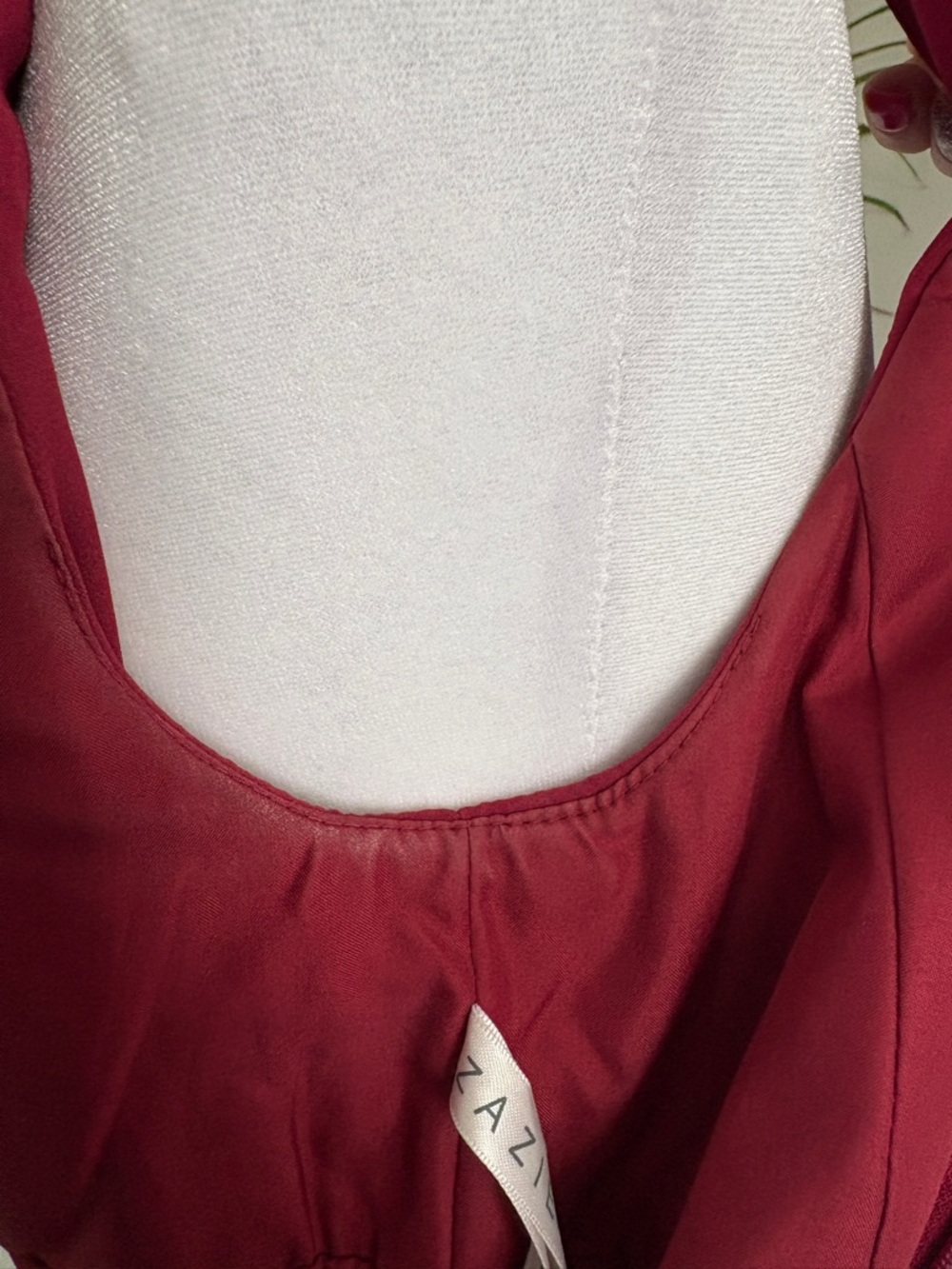 Azazie Burgundy V-Neck Maxi Dress - Picture 9 of 12